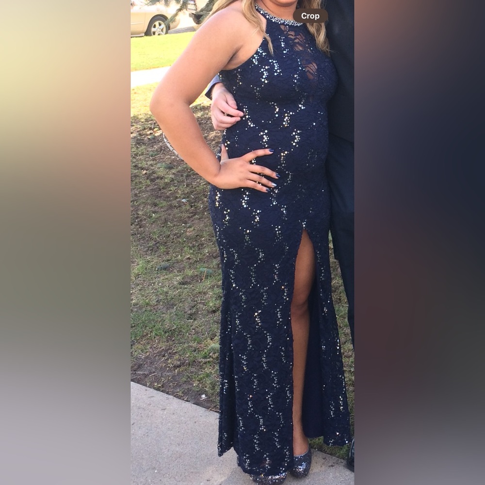 B Darlin Blue Sequin Dress